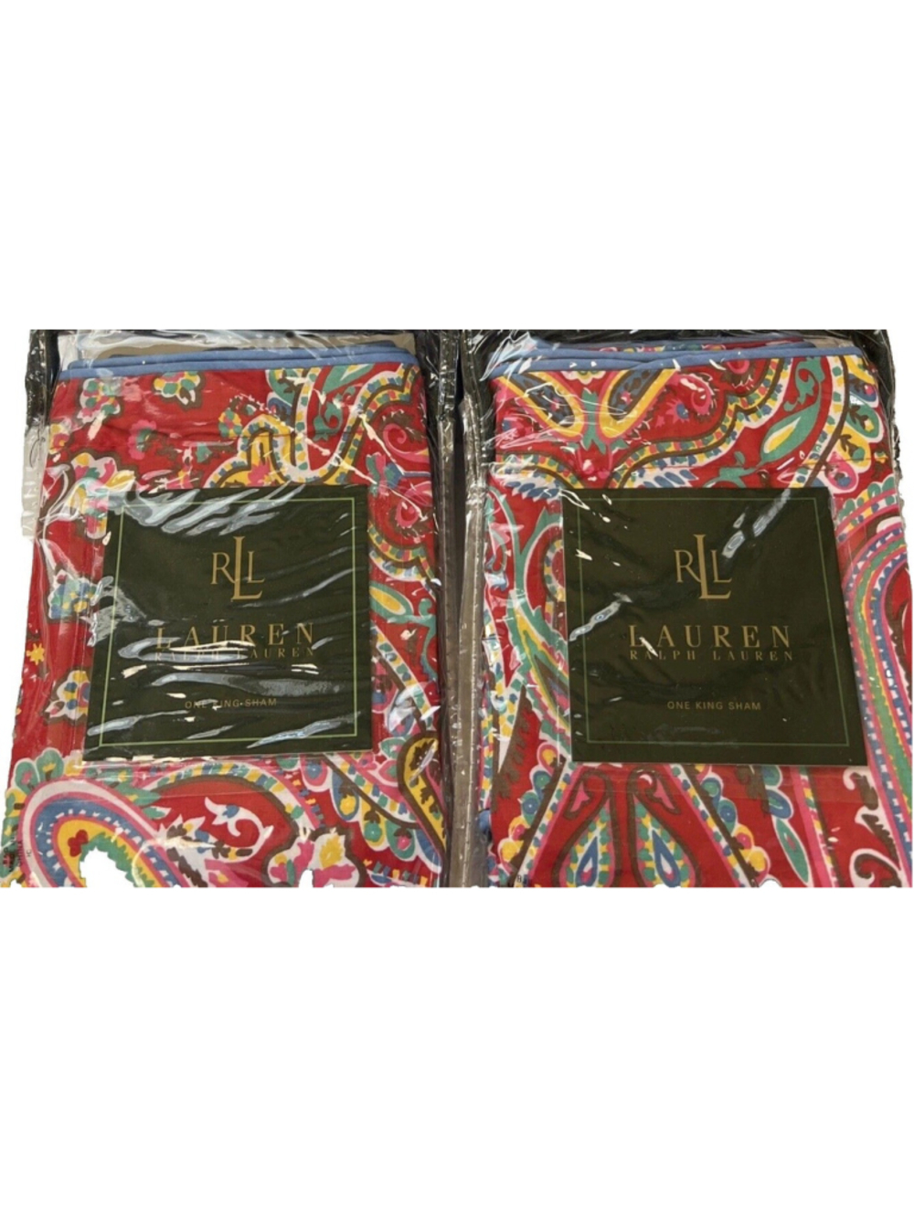 Ralph Lauren BEACHSIDE PREPPY RED PAISLEY King Paisley Shams 2 Shams New